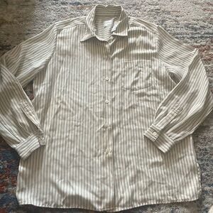 Emma James Women's Striped Button Down Shirt - Cream and Gray